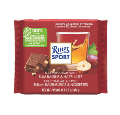 Ritter Sport Milk With Rum Raisins & Hazelnuts