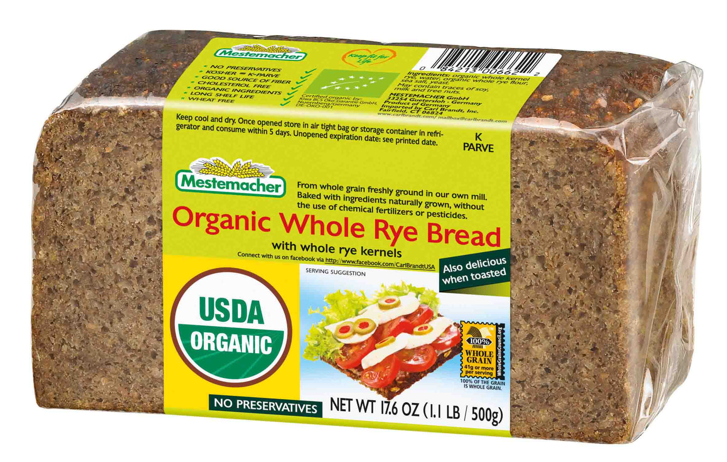 Mestemacher Organic Whole Rye Bread