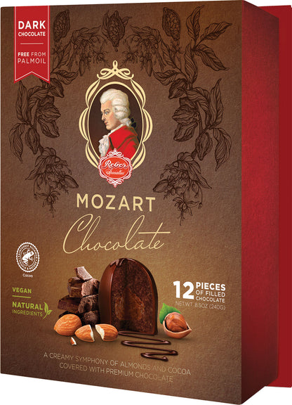 Reber Mozart Kugel Dark Chocolate 12 Pcs Medium Portrait Box