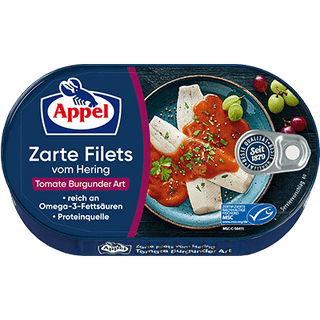 Appel Heringfilets Tomate Burgunder Art