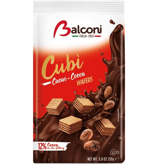 Balconi Cubi wafer cubes with a rich chocolate cream filling.