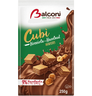 Balconi Cubi wafer cubes with a hazelnut cream filling.