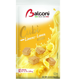 Balconi Cubi wafer cubes with a zesty lemon cream filling.
