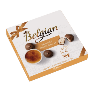 Belgian Crème Brûlée flavored chocolate pralines.