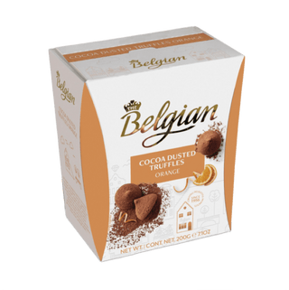 Belgian Dusted Truffles with Orange flavor.