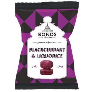 Bonds Blackcurrant & Liquorice hard-boiled sweets.