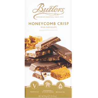 Butlers Milk Chocolate bar with golden honeycomb crisp.