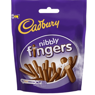 Bag of Cadbury Nibbly Milk Chocolate Fingers.