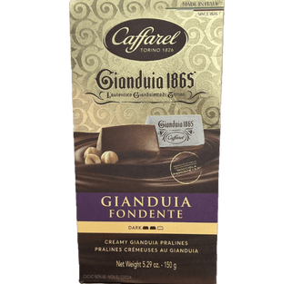 Caffarel Dark Gianduia Ballotin assorted chocolate gift box.