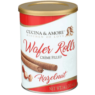 Cucina & Amore Hazelnut cream-filled rolled wafers.