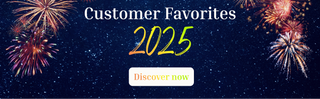 Promotional banner for 'One Stop German Shop's Customer Favorites 2025' with fireworks on a dark blue background.