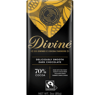 A premium Divine 70% Dark Chocolate bar.