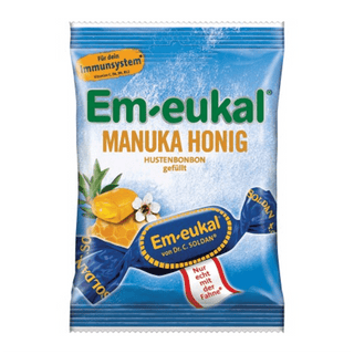 Em-eukal Manuka Honig candy package on a white background