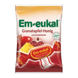 Em-eukal granatapfel-honig candy package on a white background