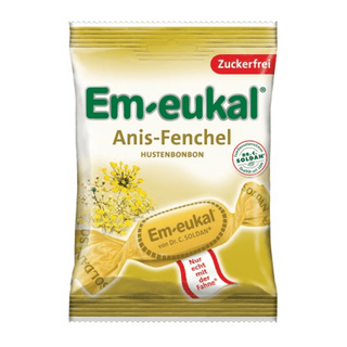 Pack of Em-eukal Anis-Fenchel candy on a white background