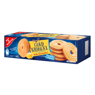 Box of Gold Kringle cookies with Edeka branding on a white background