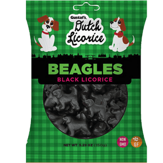 Beagle-shaped black liquorice candies from Gustaf's.