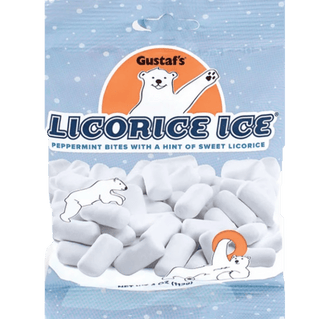 Peppermint coated liquorice bites from Gustaf's.