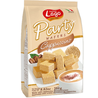 Lago Quadratini Cappuccino flavored wafer cubes.