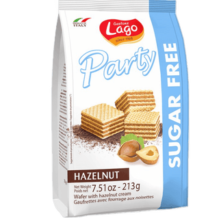 Lago Quadratini Party Sugar Free Hazelnut wafer cubes.