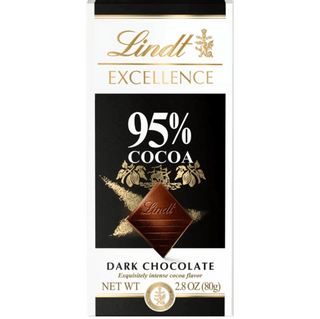 Lindt Excellence 95% High Cocoa Dark Chocolate bar.