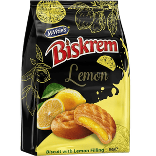 McVitie's Biskrem biscuits with a lemon cream center.