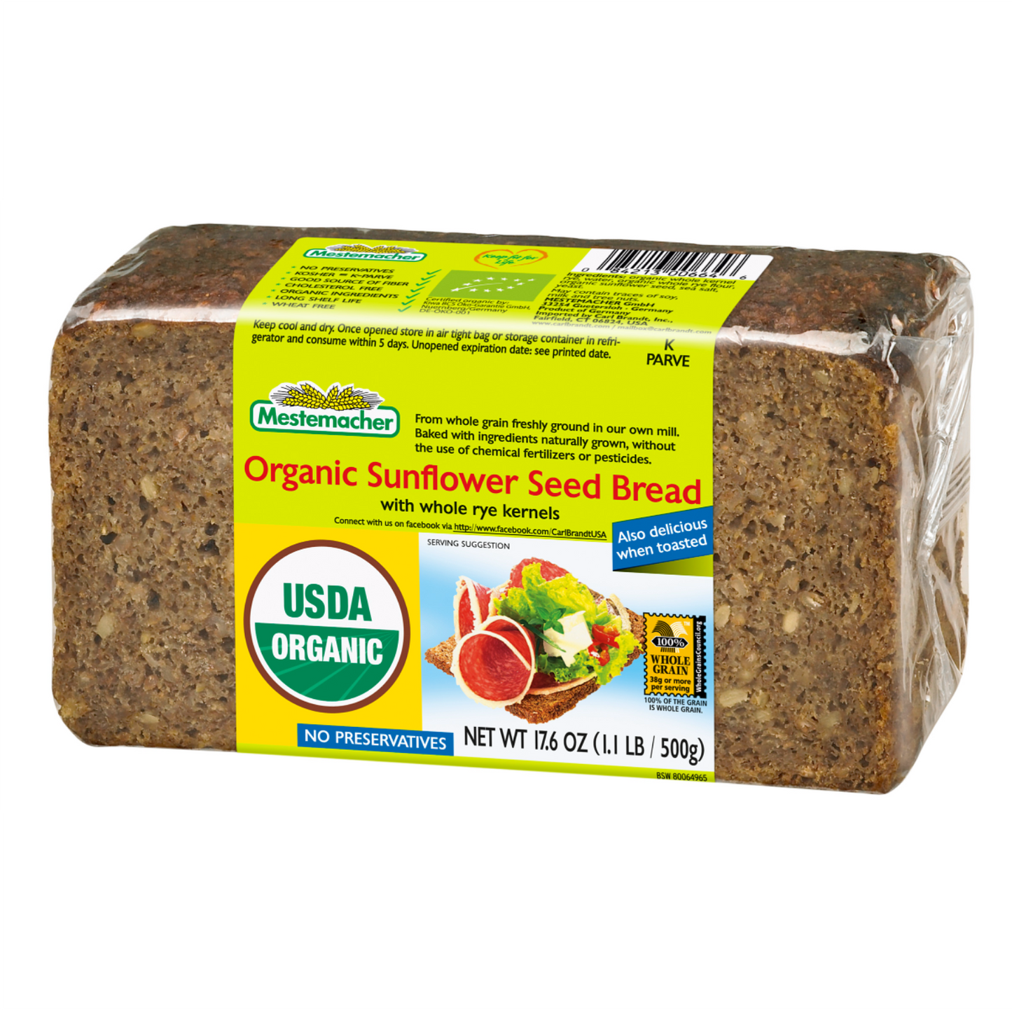 Mestemacher Organic Sunflower Seed Bread