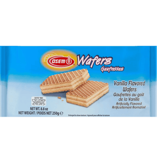A pack of Osem Vanilla cream-filled wafer biscuits.