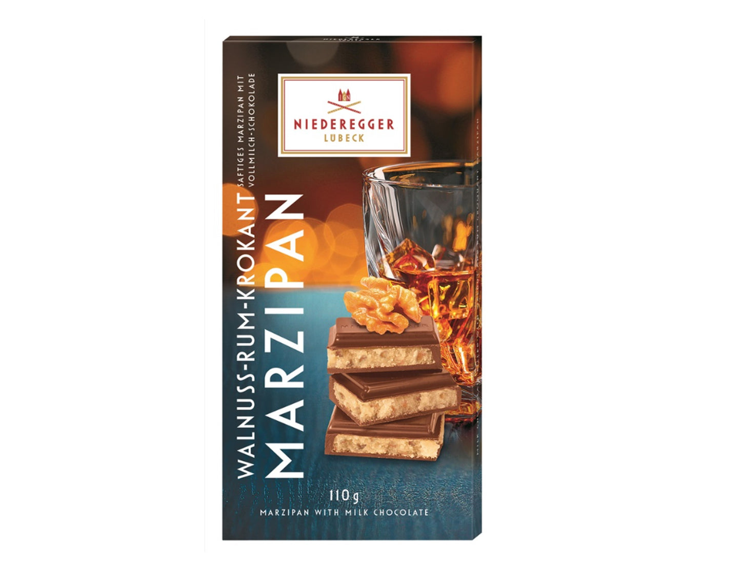 Niederegger Walnut Rum Croquant Milk Chocolate Marzipan Bar