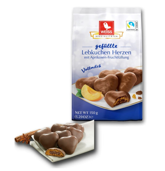 Weiss Lebkuchen Herzen Vollmilch mit Aprikosenfüllung