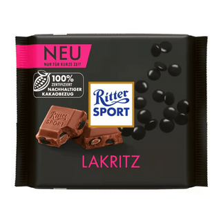 GERMAN MILK CHOCOLATE WITH LICORICE FROM RITTER SPORT