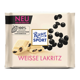 german white chocolate with licorice from ritter sport
