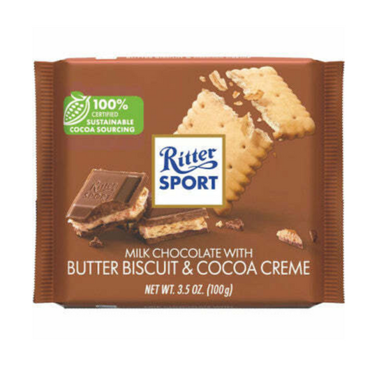 German milk chocolate with butter & biscuit from Ritter Sport