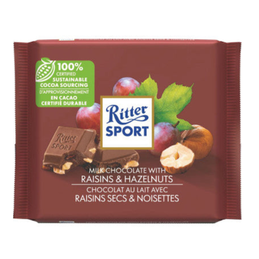 German milk chocolate with raisin and hazelnut from ritter sport