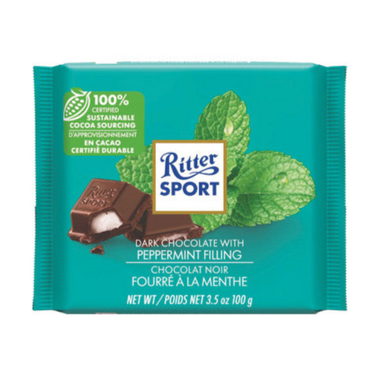 German dark chocolate bar with peppermint from Ritter sport