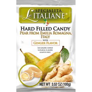 Specialità Le Italiane Pear and Ginger flavored hard candies.
