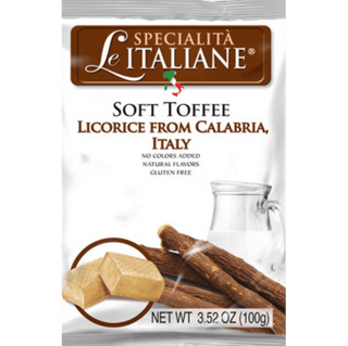 A bag of Specialità Le Italiane Soft Toffee Licorice candies.