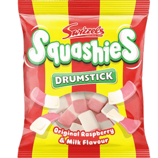 Original Swizzels Raspberry & Milk Squashies foam gummies.