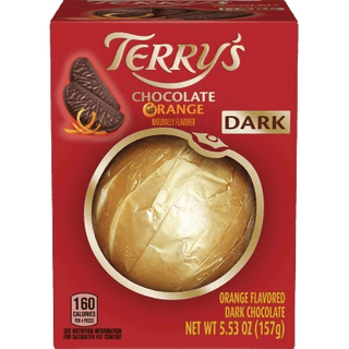 The classic Terry's Dark Chocolate Orange box and segments.