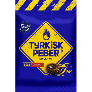 Original Fazer Tyrkisk Peber salty liquorice hard candies.