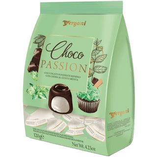 Vergani Choco Passion dark chocolate pralines with mint cream.