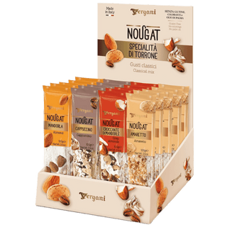 Vergani Classic Soft Nougat bar with roasted almond pieces.