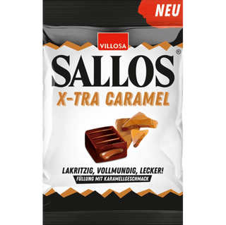 Villosa Sallos X-Tra Caramel liquorice with a caramel center.