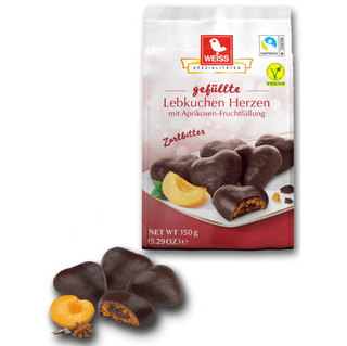 Weiss Gingerbread Hearts Dark Chocolate Apricot Filling