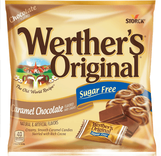 Werther's Sugar Free Chocolate and Caramel hard candies.