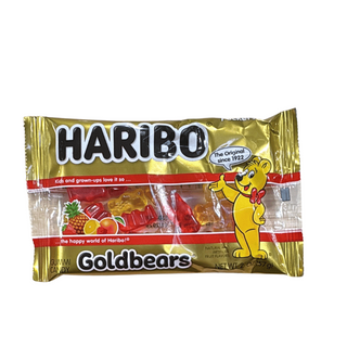 Haribo Goldbears candy package with a cartoon bear on a white background