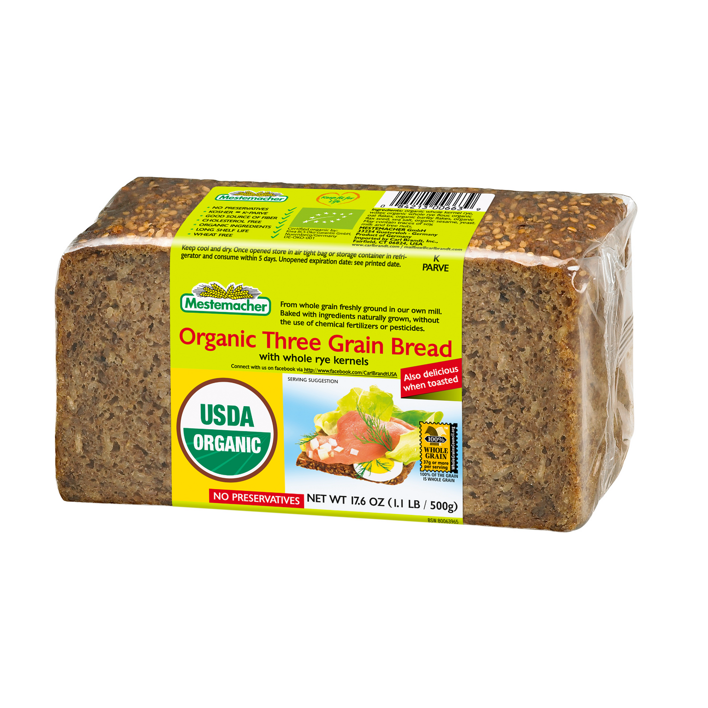 Mestemacher Organic Three Grain Bread