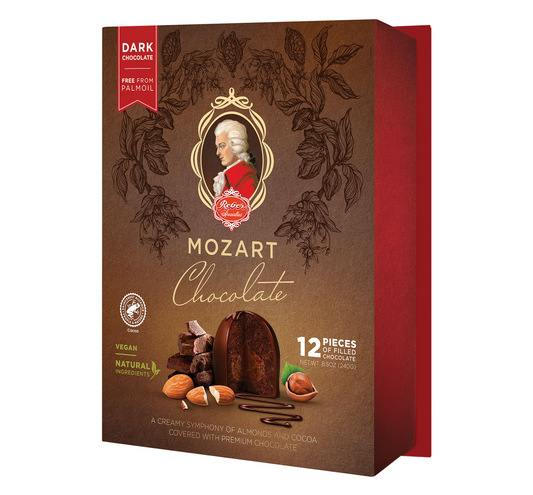 Reber Mozart Kugel Dark Chocolate 12 Pcs Medium Portrait Box