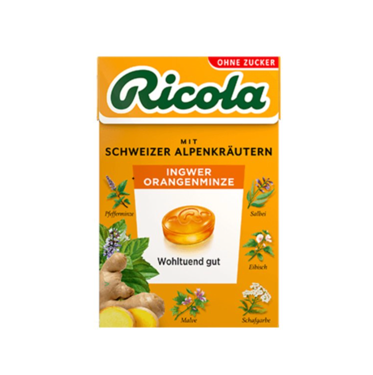 Ricola Box Ginger-Orange-Mint (Sugar free)