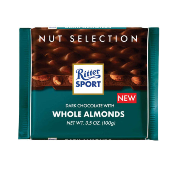 german dark chocolate with whole almonds from ritter sport